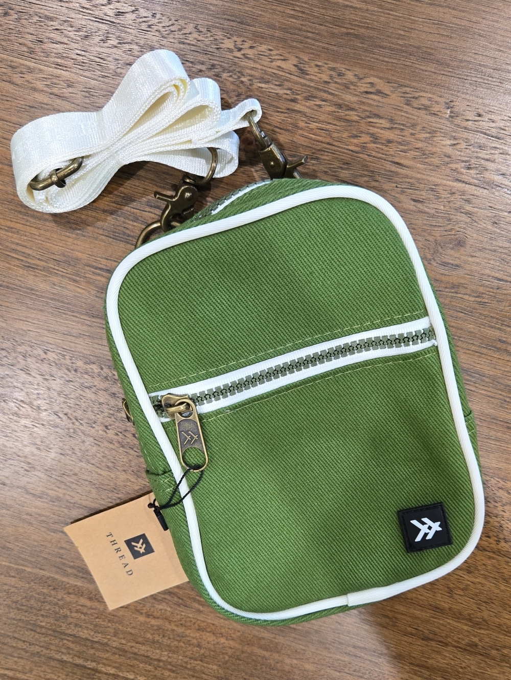Thread Olive Green Canvas Crossbody Pouch Bag
